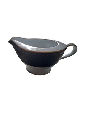 NORITAKE Benedicta China milk creamer dish 6976 Black Gold White classic